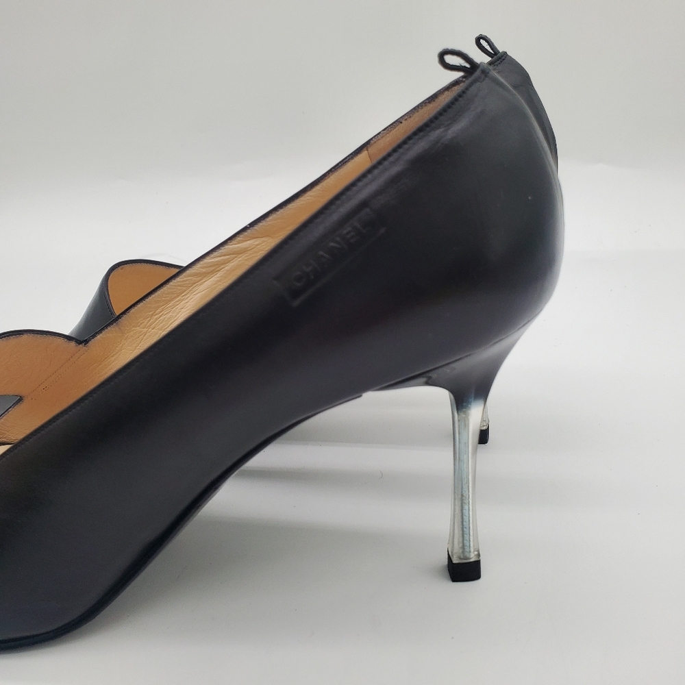 CHANEL Vintage 2000 Black Leather Pump Heels 41 - Picture 7 of 16